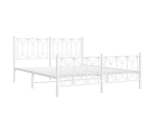 Metallist Voodiraam Peatsi Ja Jalutsiga, Valge, 160 X 200 Cm