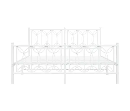 Metallist Voodiraam Peatsi Ja Jalutsiga, Valge, 160 X 200 Cm