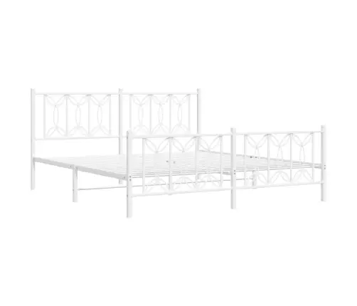 Gultas Rāmis Ar Galvgali Un Kājgali, Balts Metāls, 180X200 Cm Vidaxl