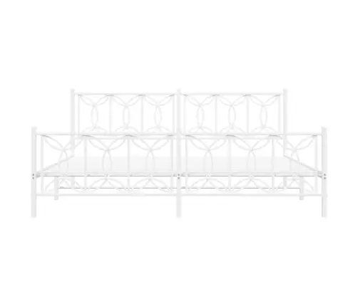 Gultas Rāmis Ar Galvgali Un Kājgali, Balts Metāls, 193X203 Cm Vidaxl