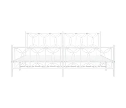 Metallist Voodiraam Peatsi Ja Jalutsiga, Valge, 200 X 200 Cm