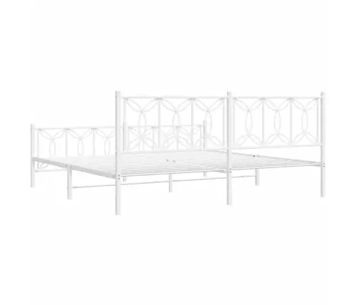 Metallist Voodiraam Peatsi Ja Jalutsiga, Valge, 200 X 200 Cm