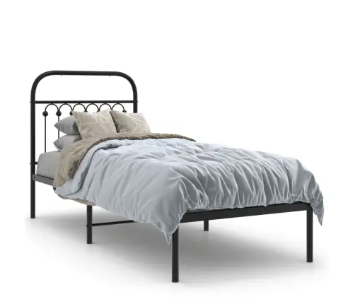 Metallist Voodiraam Peatsiga, Must, 80X200 Cm