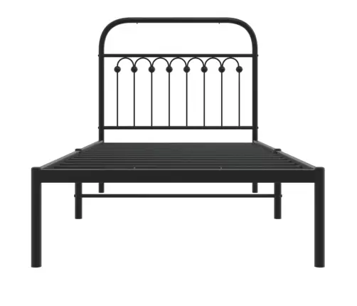 Gultas Rāmis Ar Galvgali, Melns Metāls, 90X190 Cm Vidaxl