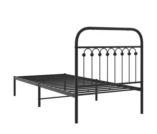 Metalinis Lovos Rėmas Su Galvūgaliu, Juodos Spalvos, 90X200Cm