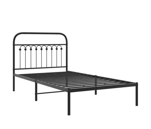 Gultas Rāmis Ar Galvgali, Melns Metāls, 100X200 Cm Vidaxl