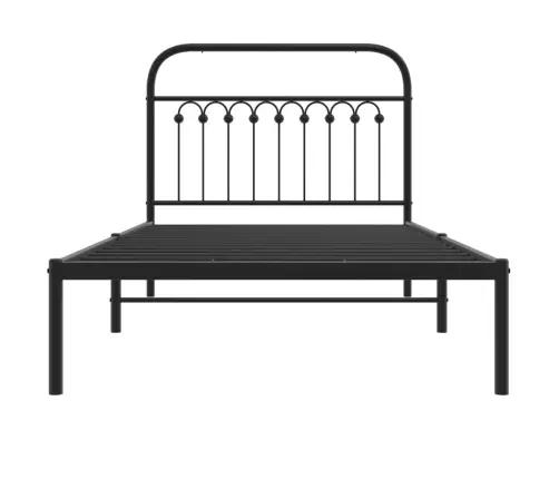 Gultas Rāmis Ar Galvgali, Melns Metāls, 100X200 Cm Vidaxl