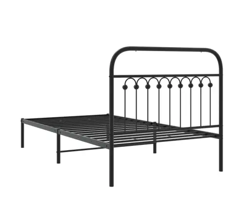 Gultas Rāmis Ar Galvgali, Melns Metāls, 100X200 Cm Vidaxl