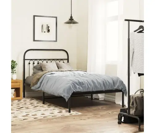Gultas Rāmis Ar Galvgali, Melns Metāls, 100X200 Cm Vidaxl