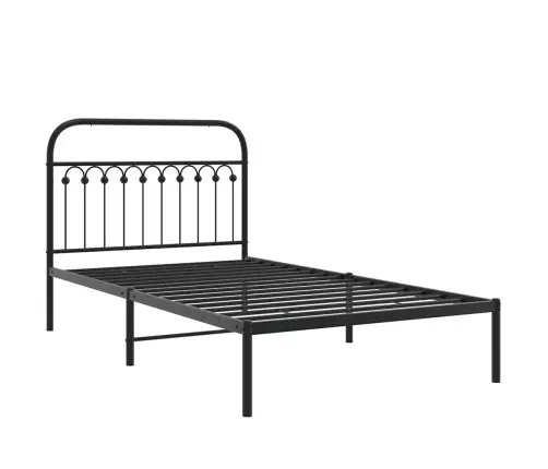 Gultas Rāmis Ar Galvgali, Melns Metāls, 107X203 Cm Vidaxl