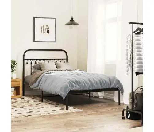Gultas Rāmis Ar Galvgali, Melns Metāls, 107X203 Cm Vidaxl
