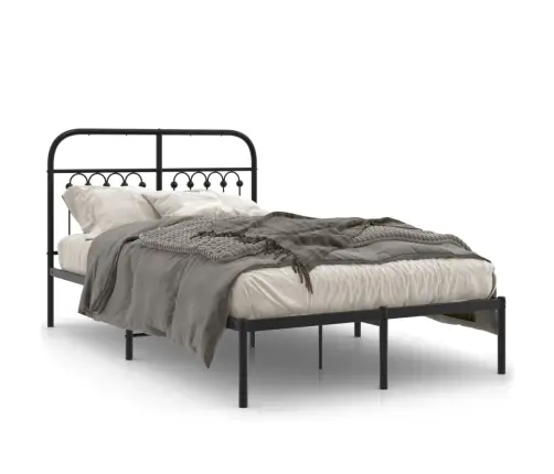 Metalinis Lovos Rėmas Su Galvūgaliu, Juodos Spalvos, 120X190 Cm