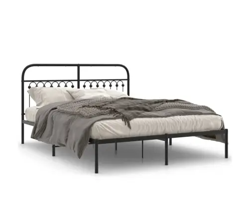 Metalinis Lovos Rėmas Su Galvūgaliu, Juodos Spalvos, 150X200Cm