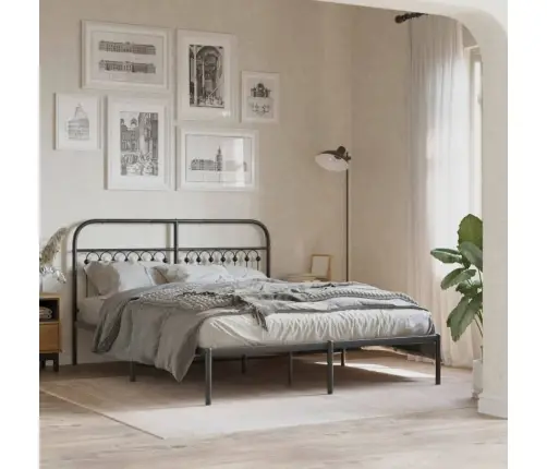 Metalinis Lovos Rėmas Su Galvūgaliu, Juodos Spalvos, 150X200Cm