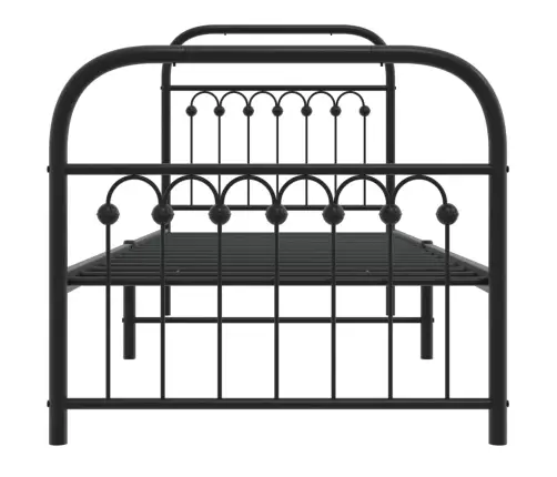 Gultas Rāmis Ar Galvgali Un Kājgali, Melns Metāls, 75X190 Cm Vidaxl