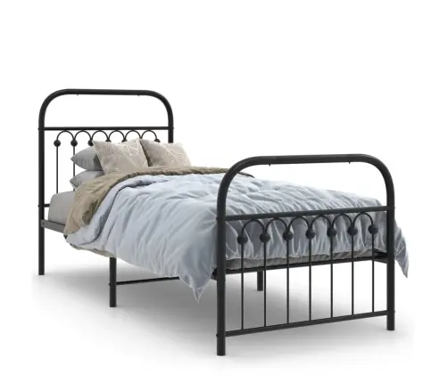 Lovos Rėmas Su Galvūgaliu/Kojūgaliu, Juodas, 80X200cm Metalas