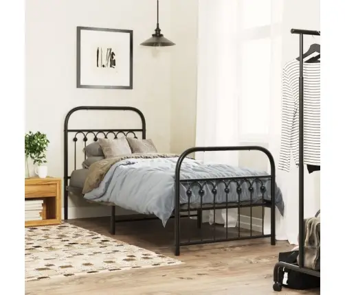 Lovos Rėmas Su Galvūgaliu/Kojūgaliu, Juodas, 80X200cm Metalas