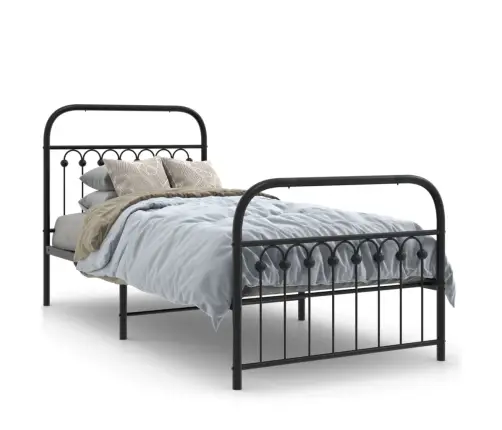 Lovos Rėmas Su Galvūgaliu/Kojūgaliu, Juodas, 90X200cm Metalas