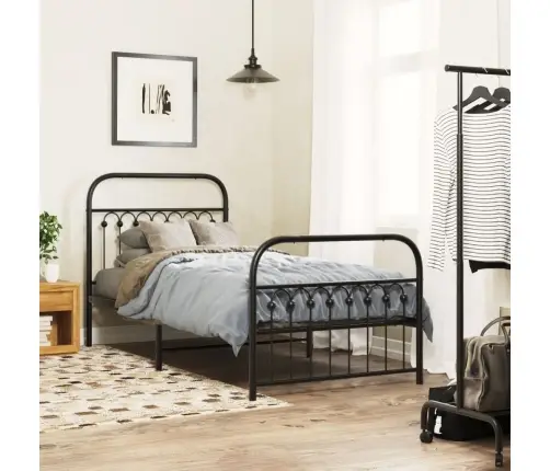 Lovos Rėmas Su Galvūgaliu/Kojūgaliu, Juodas, 90X200cm Metalas