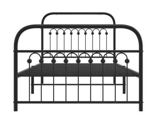 Gultas Rāmis Ar Galvgali Un Kājgali, Melns Metāls, 100X190 Cm Vidaxl