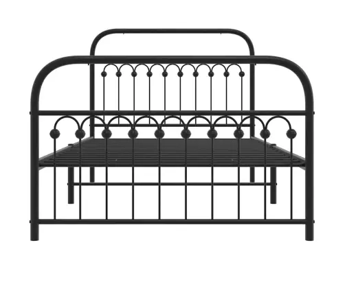 Gultas Rāmis Ar Galvgali Un Kājgali, Melns Metāls, 107X203 Cm Vidaxl