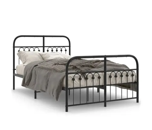 Metallist Voodiraam Peatsi Ja Jalutsiga, Must, 120 X 190 Cm