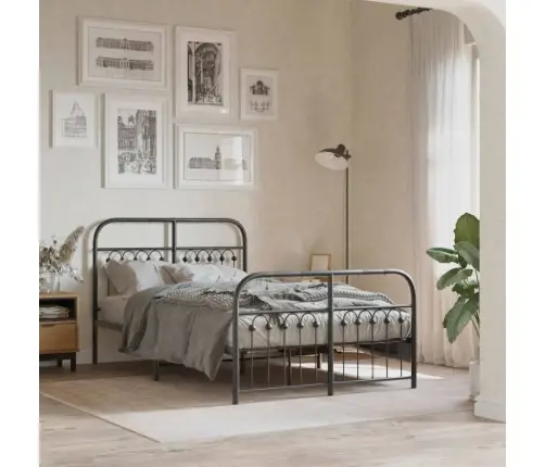 Metallist Voodiraam Peatsi Ja Jalutsiga, Must, 120 X 190 Cm