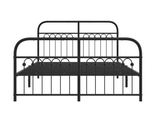 Metallist Voodiraam Peatsi Ja Jalutsiga, Must, 137 X 190 Cm