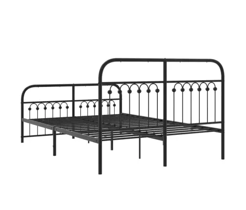 Metallist Voodiraam Peatsi Ja Jalutsiga, Must, 137 X 190 Cm