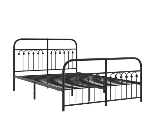 Metallist Voodiraam Peatsi Ja Jalutsiga, Must, 140X190 Cm