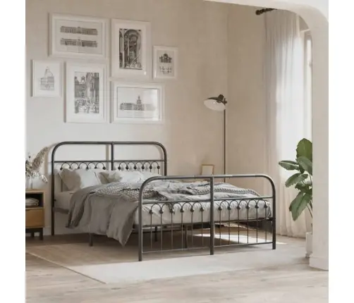 Lovos Rėmas Su Galvūgaliu/Kojūgaliu, Juodas, 140X200cm Metalas