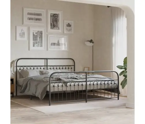 Gultas Rāmis Ar Galvgali Un Kājgali, Melns Metāls, 183X203 Cm Vidaxl