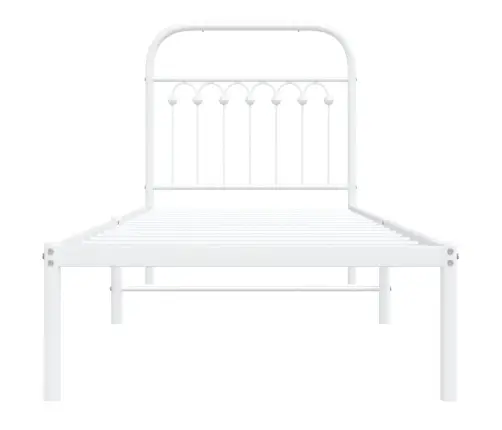 Gultas Rāmis Bez Matrača, Ar Galvgali, Balts Metāls, 75X190 Cm Vidaxl