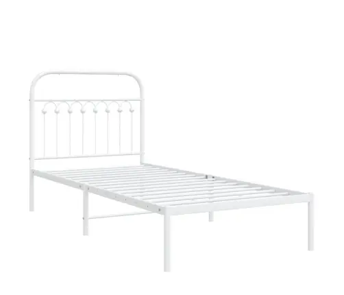 Gultas Rāmis Ar Galvgali, Balts Metāls, 90X190 Cm Vidaxl