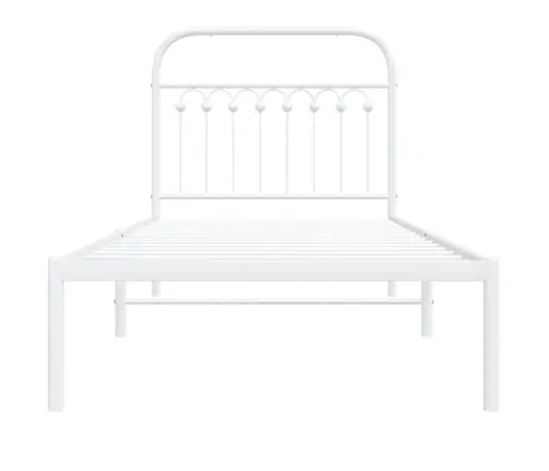 Gultas Rāmis Ar Galvgali, Balts Metāls, 90X190 Cm Vidaxl