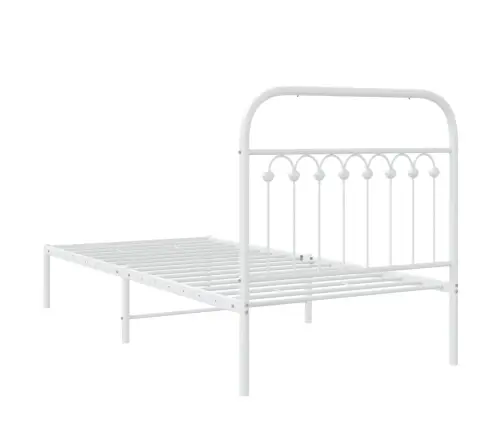 Gultas Rāmis Ar Galvgali, Balts Metāls, 90X190 Cm Vidaxl