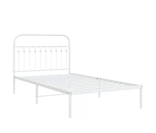 Metallist Voodiraam Peatsiga, Valge, 107X203 Cm