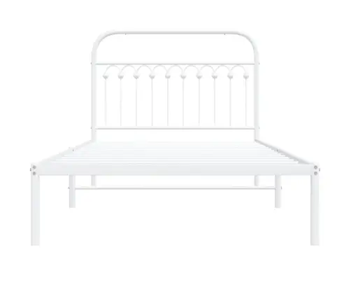 Metallist Voodiraam Peatsiga, Valge, 107X203 Cm