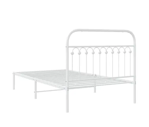 Metallist Voodiraam Peatsiga, Valge, 107X203 Cm