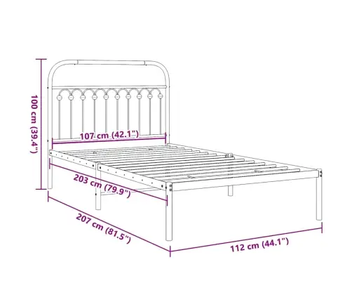 Metallist Voodiraam Peatsiga, Valge, 107X203 Cm