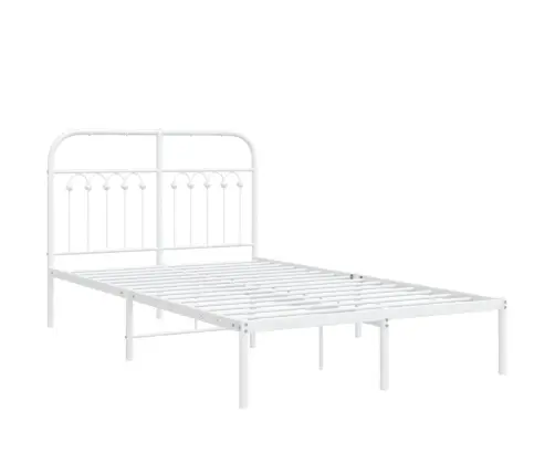 Gultas Rāmis Ar Galvgali, Balts Metāls, 120X190 Cm Vidaxl