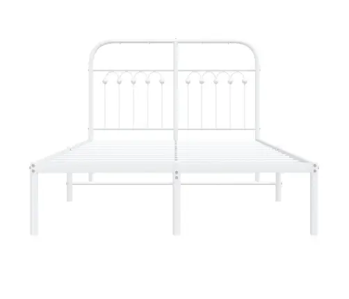 Gultas Rāmis Ar Galvgali, Balts Metāls, 120X190 Cm Vidaxl