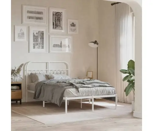 Gultas Rāmis Ar Galvgali, Balts Metāls, 120X190 Cm Vidaxl