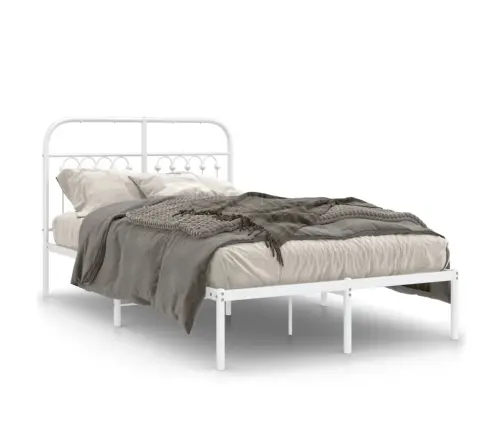 Gultas Rāmis Ar Galvgali, Balts Metāls, 120X200 Cm Vidaxl