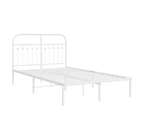 Gultas Rāmis Ar Galvgali, Balts Metāls, 120X200 Cm Vidaxl