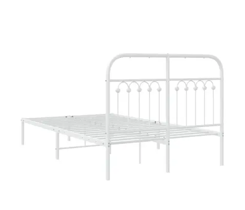 Gultas Rāmis Ar Galvgali, Balts Metāls, 120X200 Cm Vidaxl