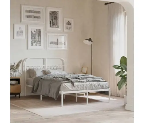 Gultas Rāmis Ar Galvgali, Balts Metāls, 120X200 Cm Vidaxl