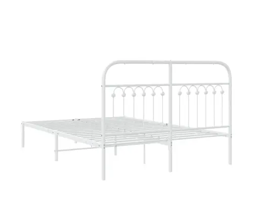 Metallist Voodiraam Peatsiga, Valge, 140X190 Cm Metallist Voodiraam Peatsiga, Valge, 140X190 Cm