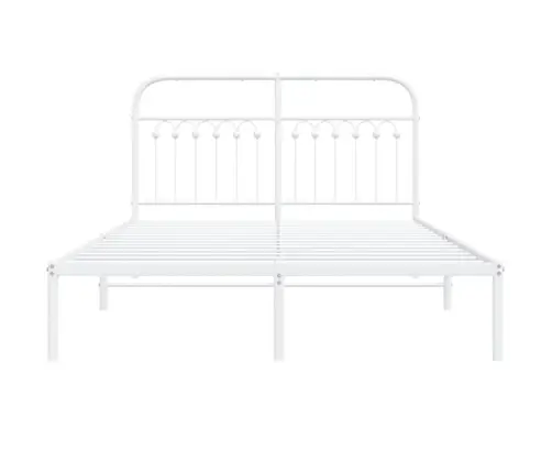 Metallist Voodiraam Peatsiga, Valge, 140X200 Cm