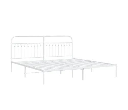 Metallist Voodiraam Peatsiga, Valge, 200X200 Cm